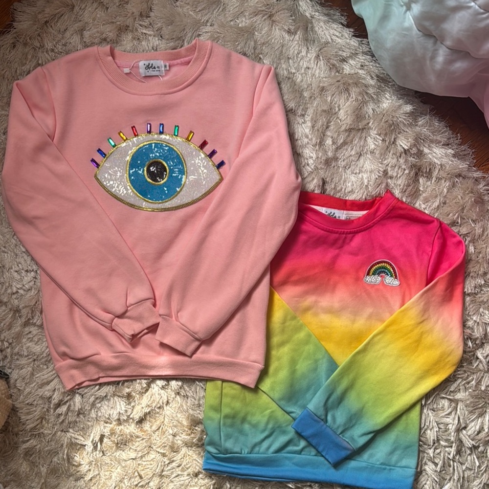 Lola + The Boys Pink and Rainbow Sweatshirts